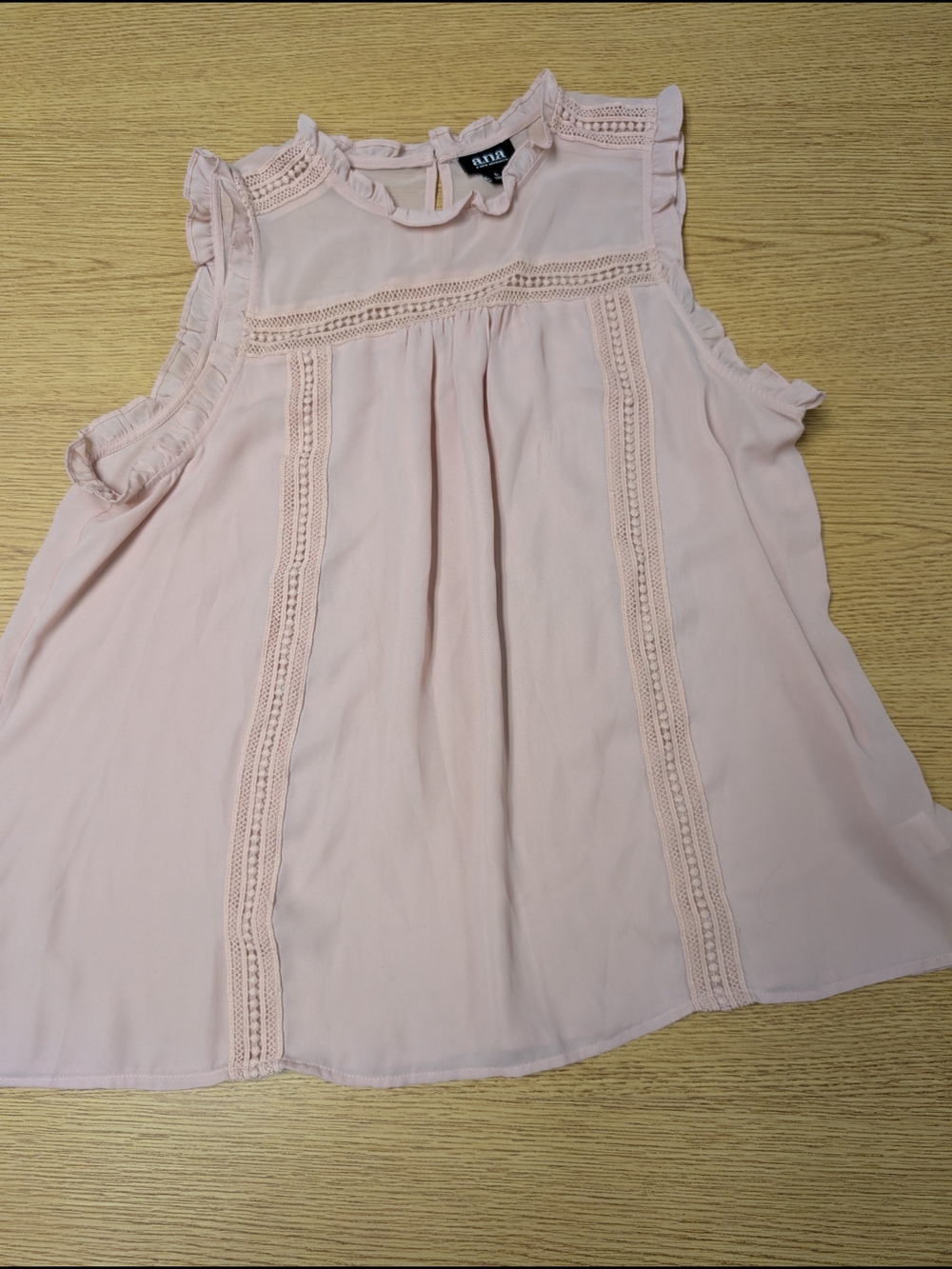 a.n.a Blush Pink Ruffle Neck Sleeveless Top